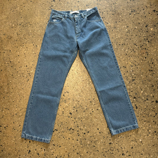 blue wash denim jeans