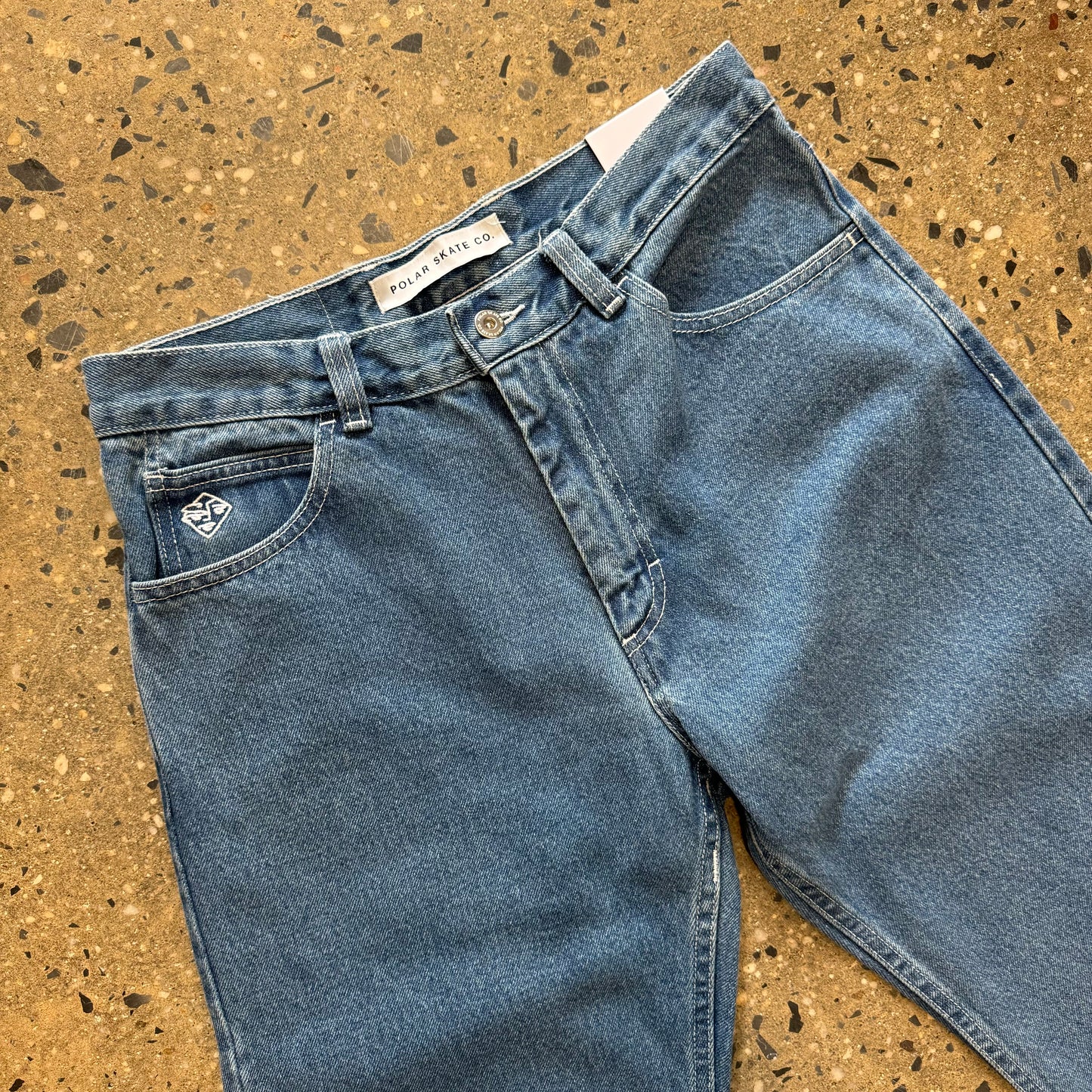 blue wash denim jeans