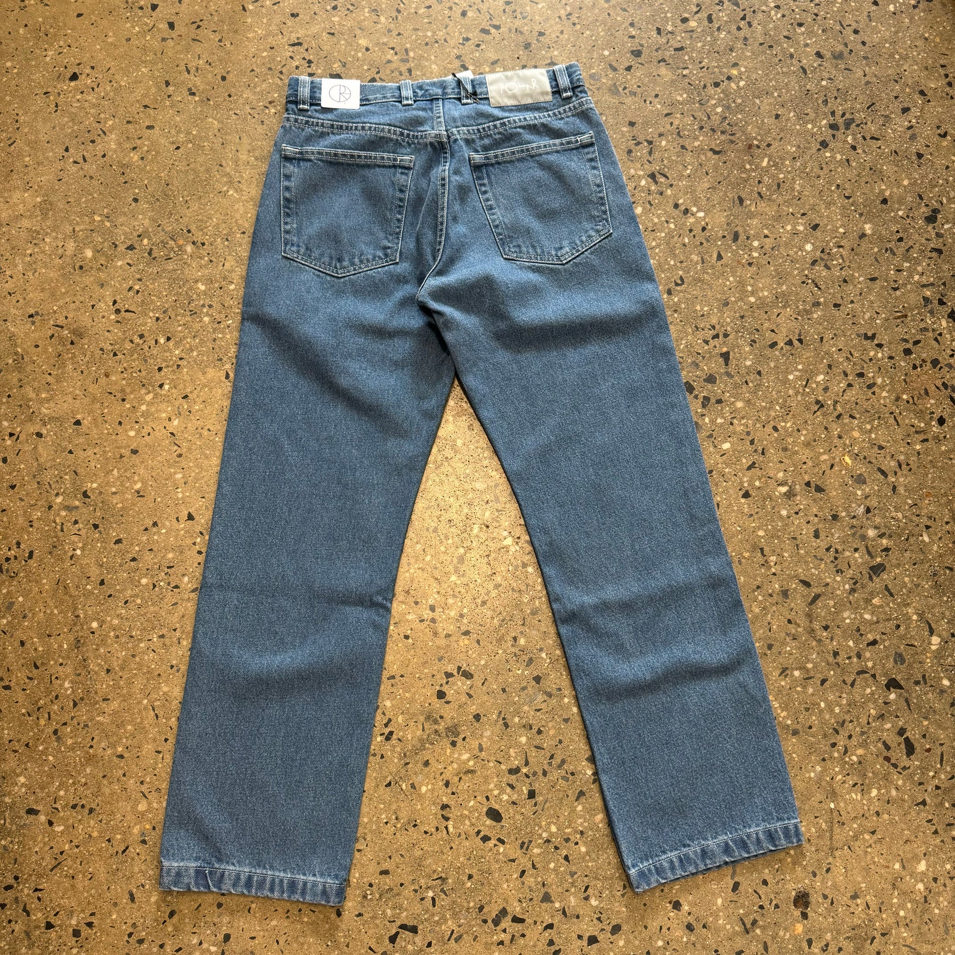 blue wash denim jeans