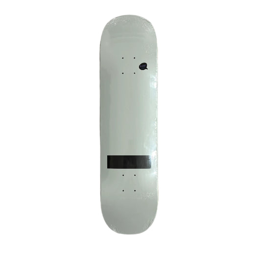 Skateboard deck with a black VIOLET logo 
