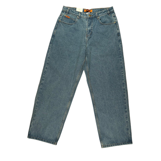 Pair of blue jeans on a white background