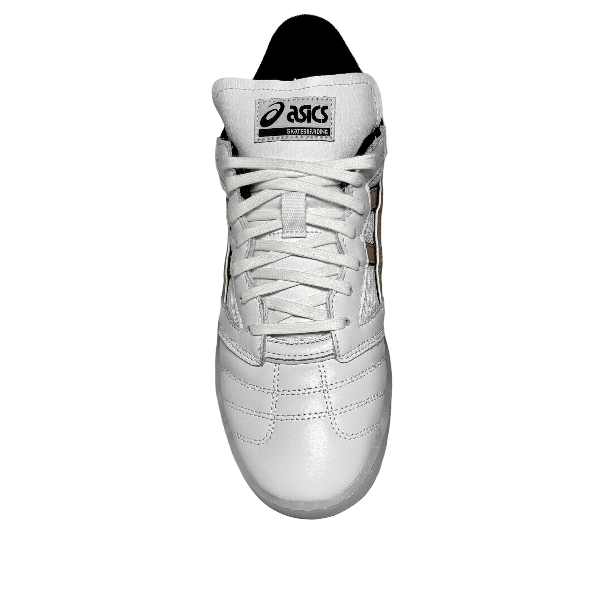 overhead view of White sneaker on a white background