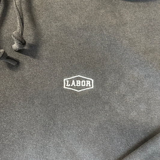 Labor Embroidered Crest Hoodie - Overdyed Black