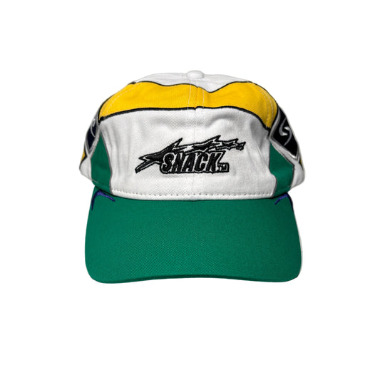 Colorful cap with a logo on a white surface 