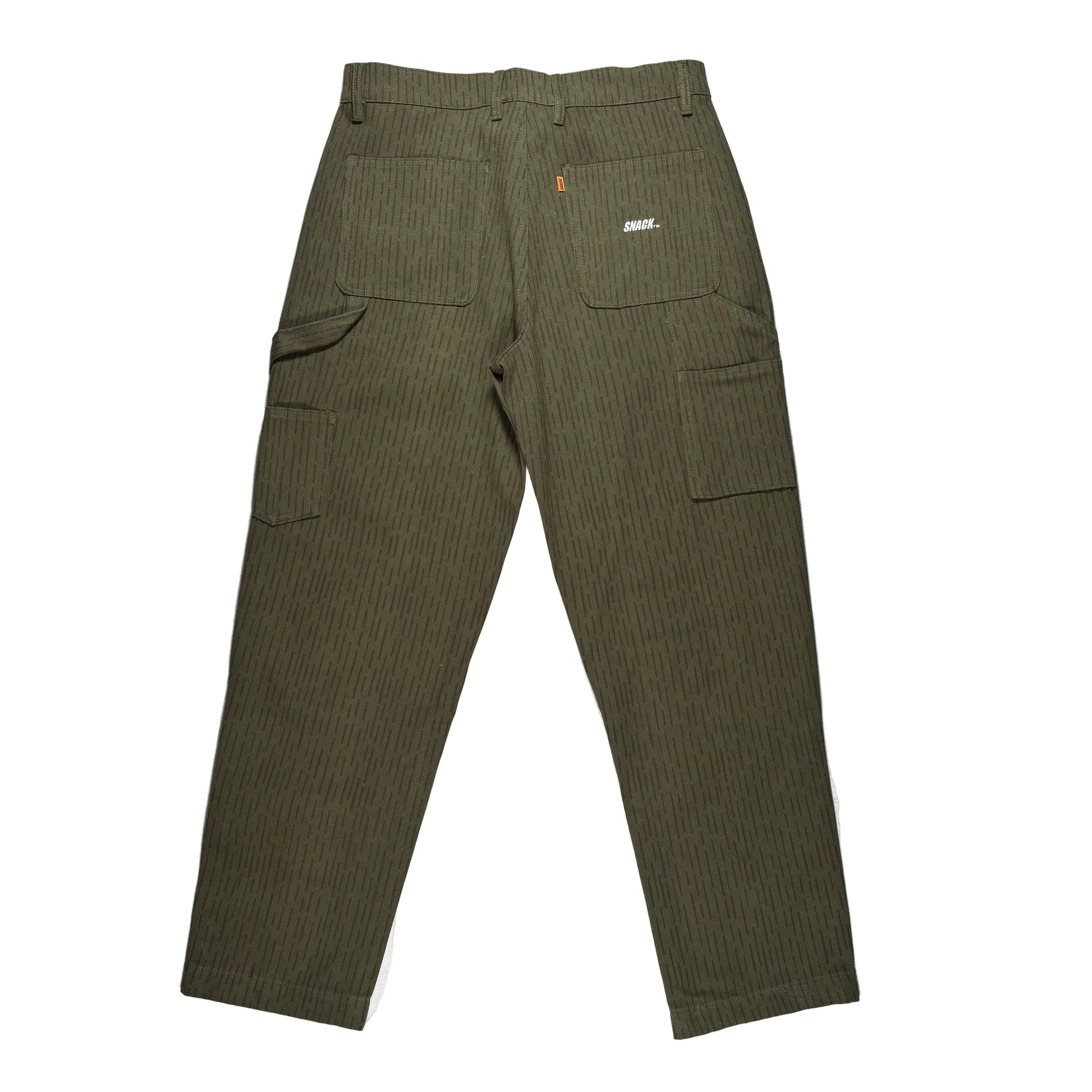Green single knee pants on a white background