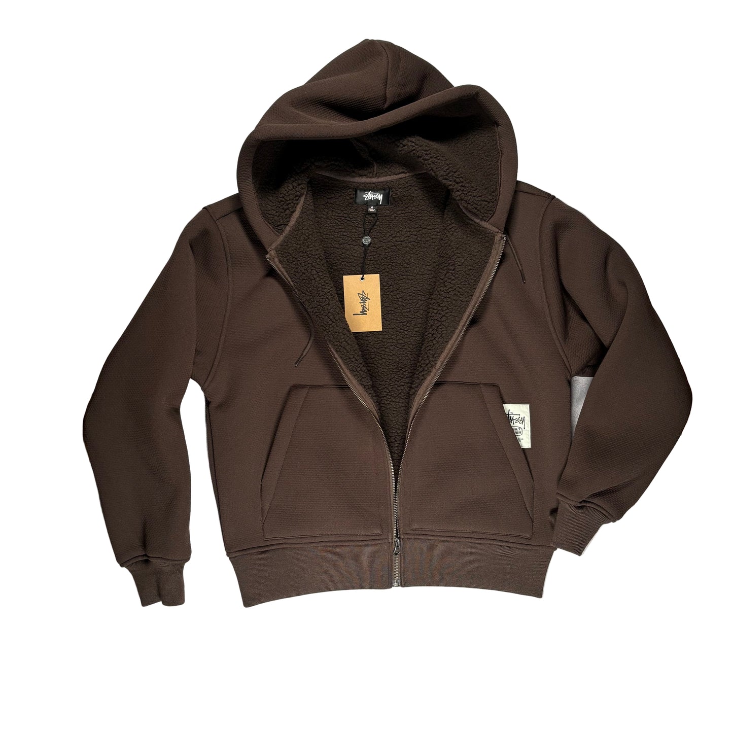 Stussy Bonded Sherpa Lined Hood - Brown