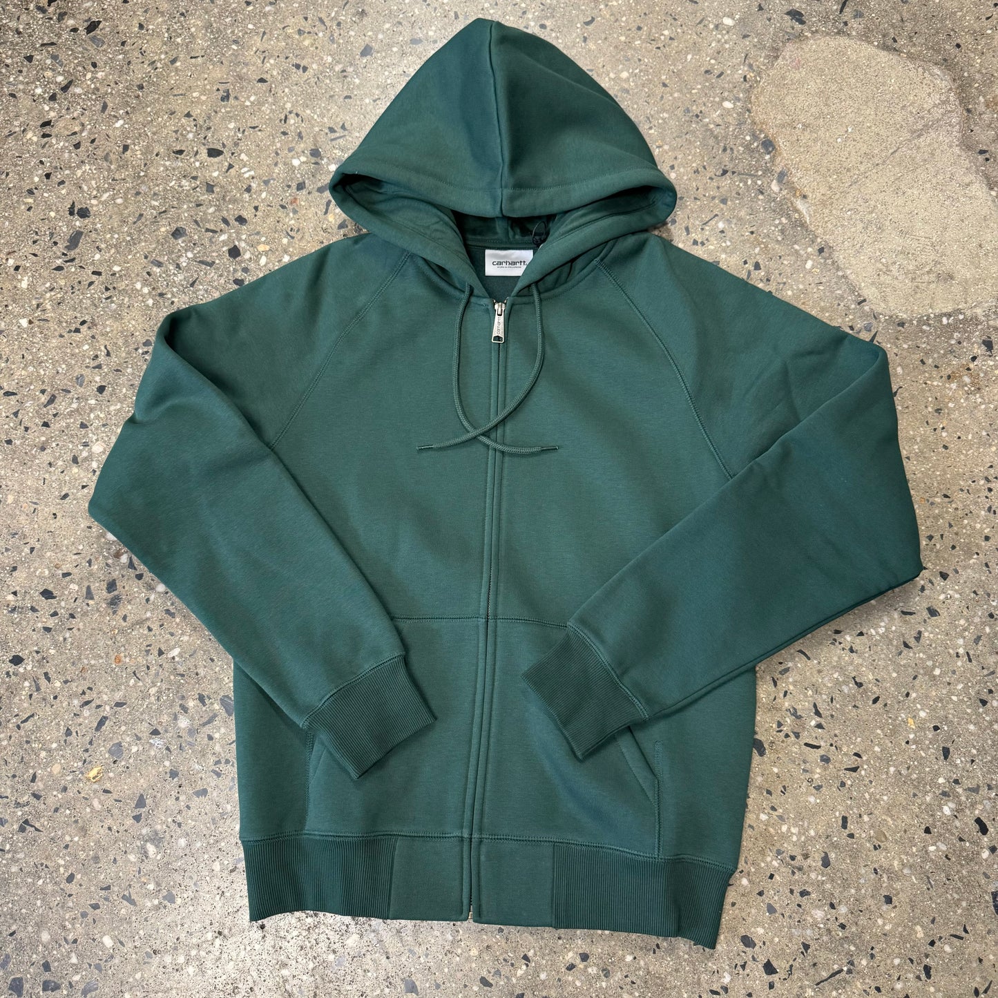 green zip hooded sweatshirt