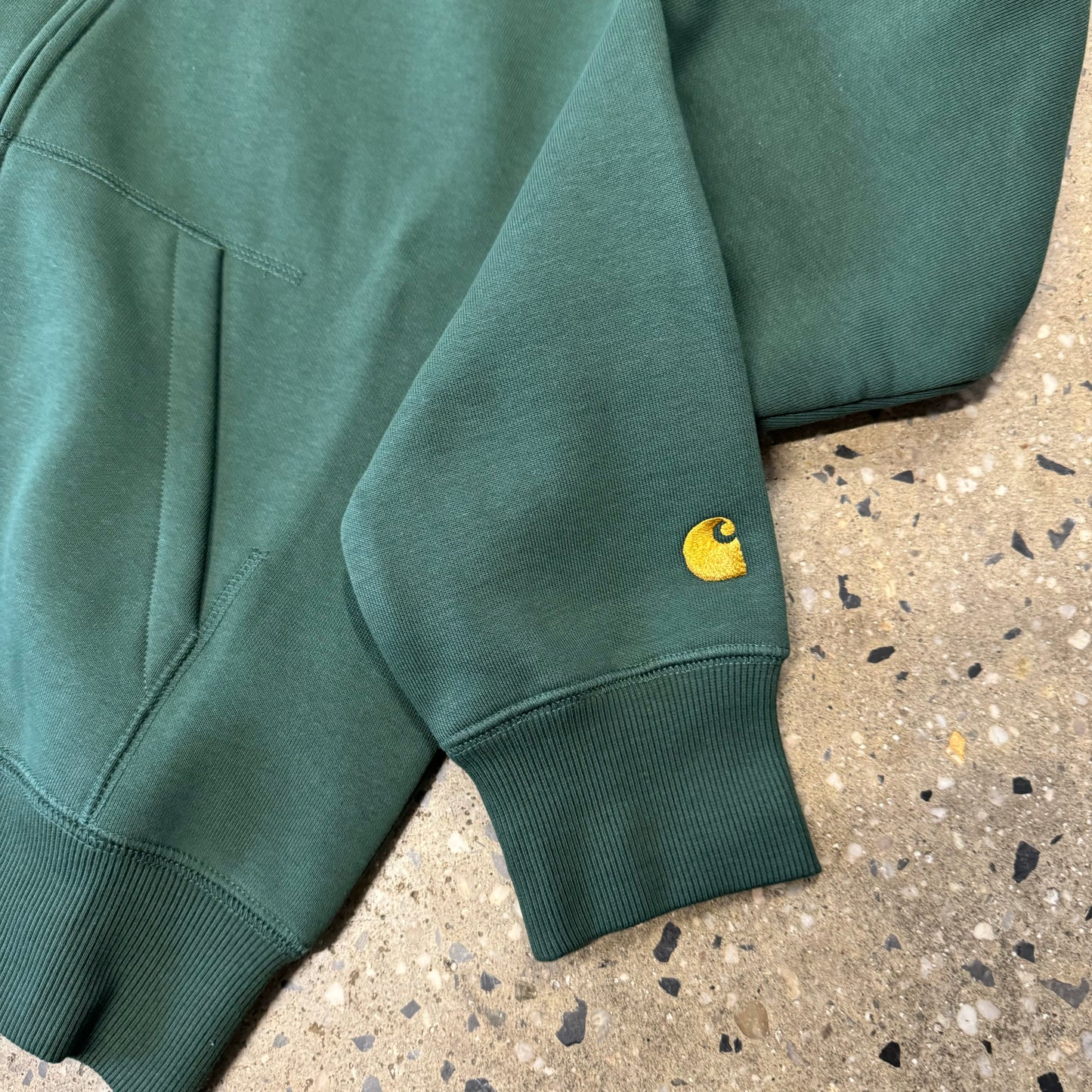 green zip hooded sweatshirt