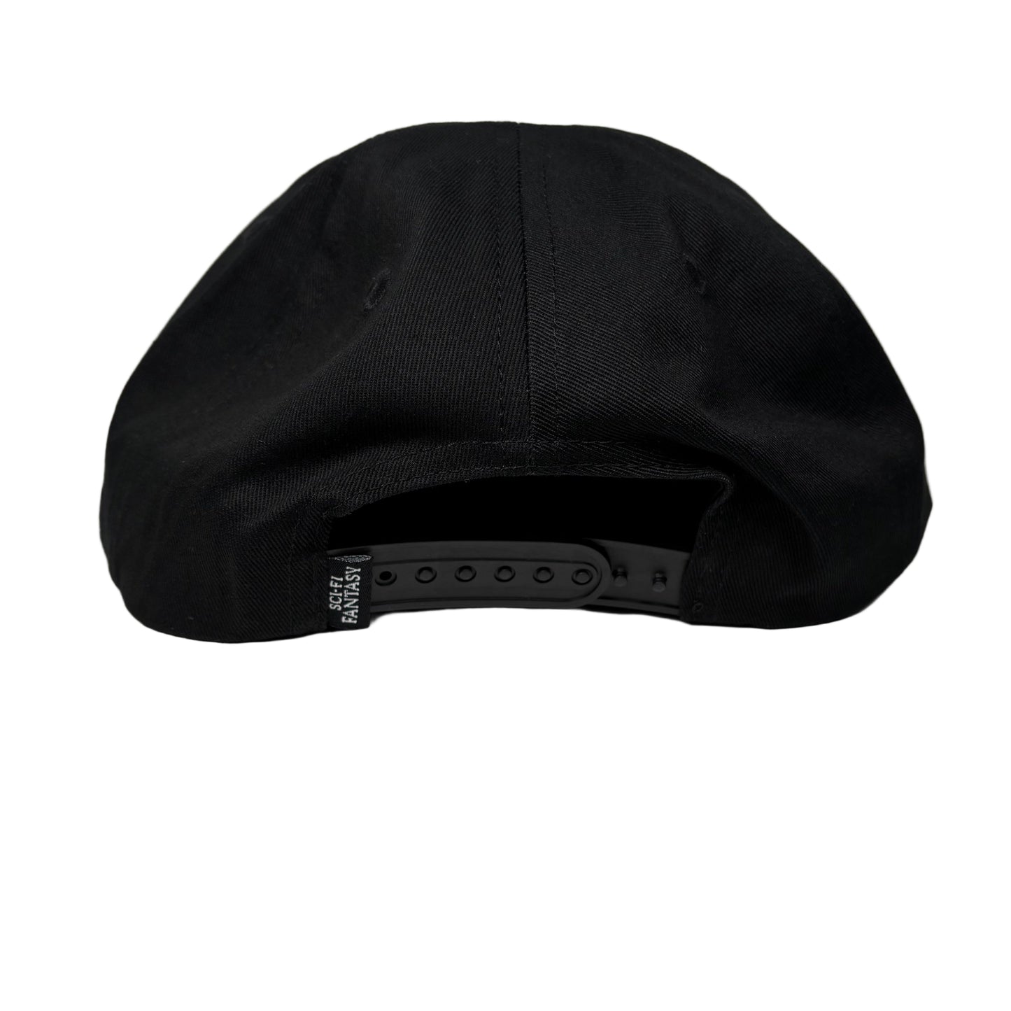 rear view of Black cap on a white surface 
