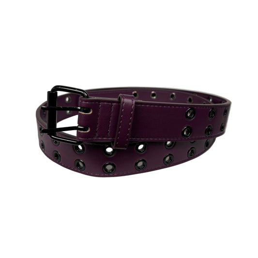 Purple belt with black grommets on a white background