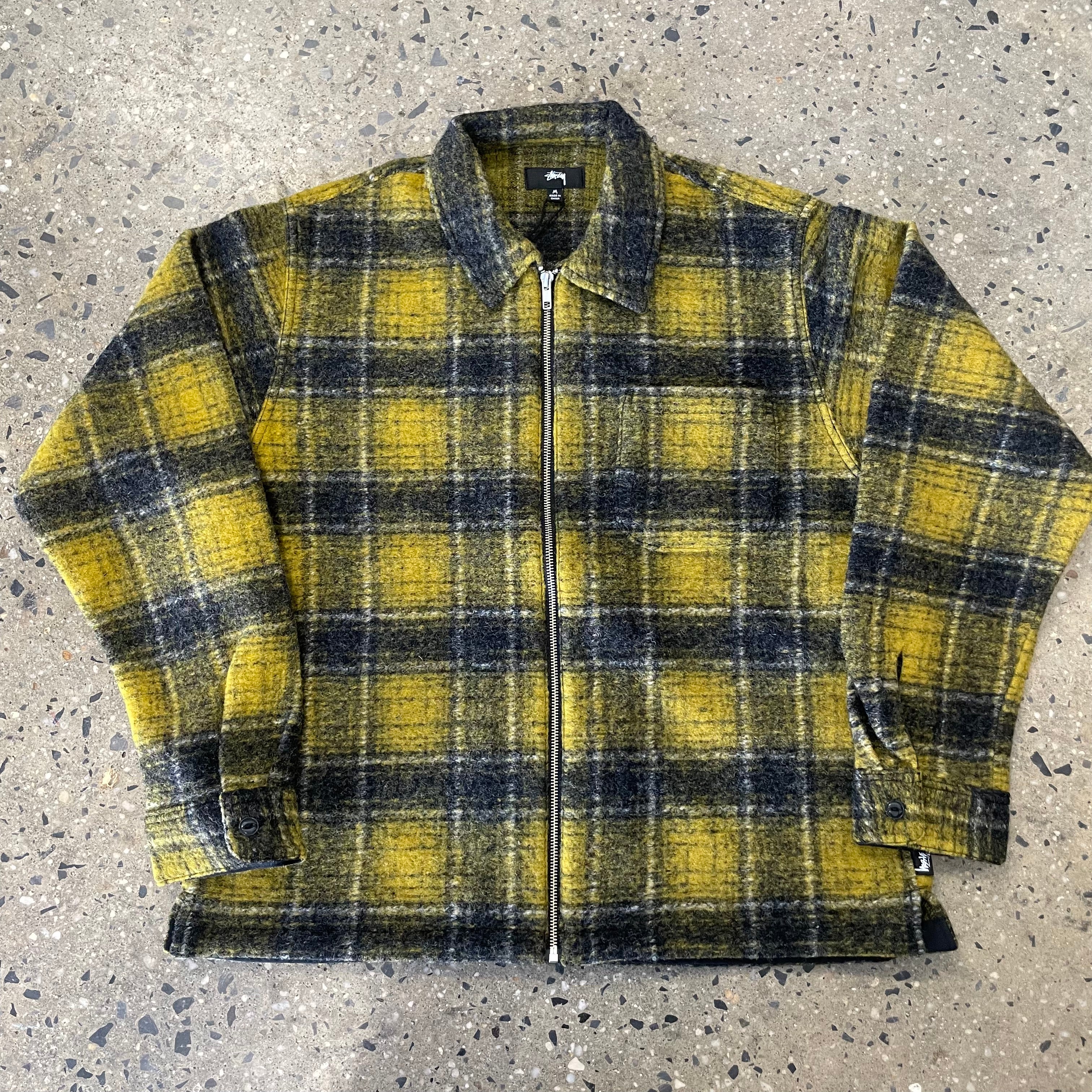 Stussy Wool Plaid Zip Shirt - Yellow