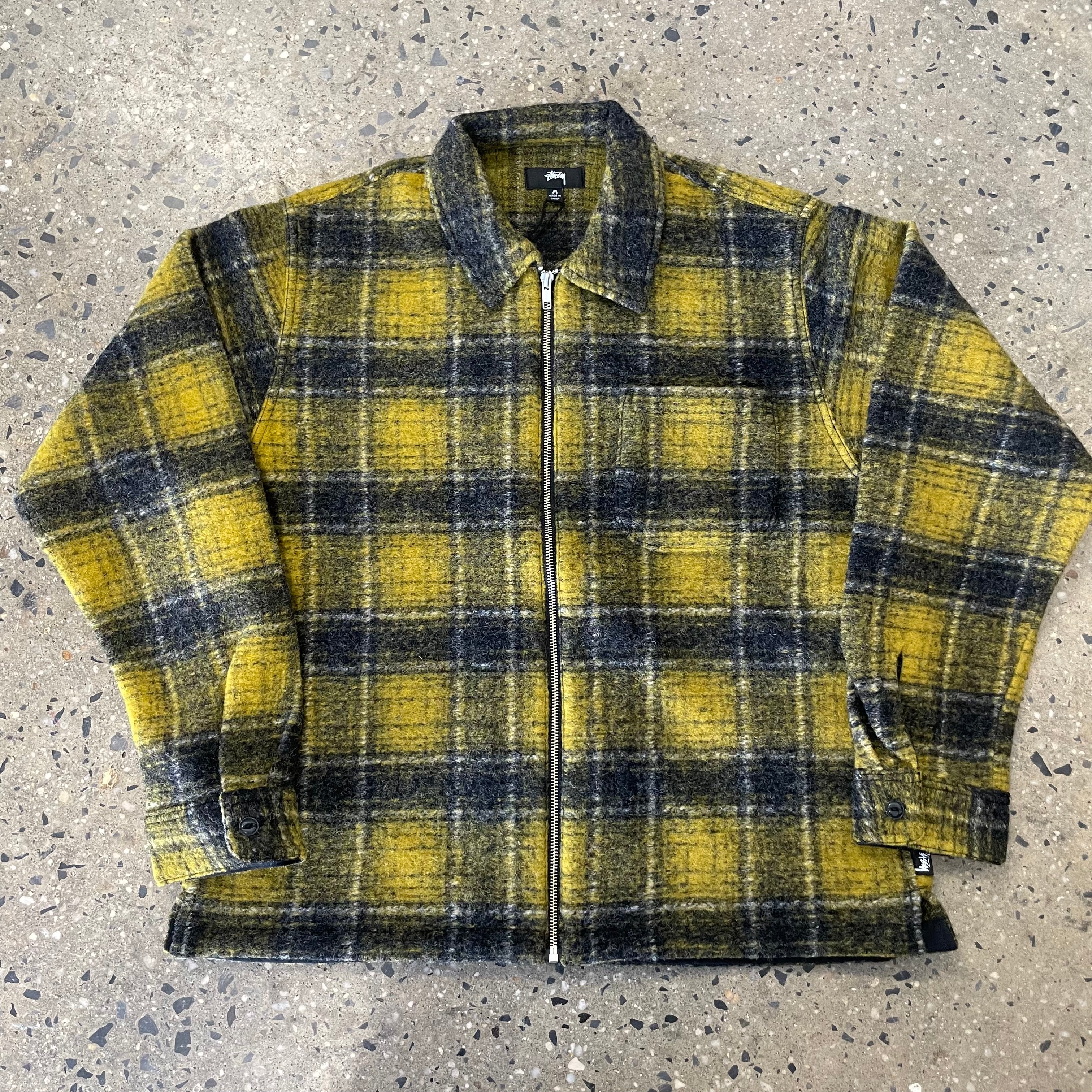 Stussy Wool Plaid Zip Shirt - Yellow - Labor Skateboard Shop