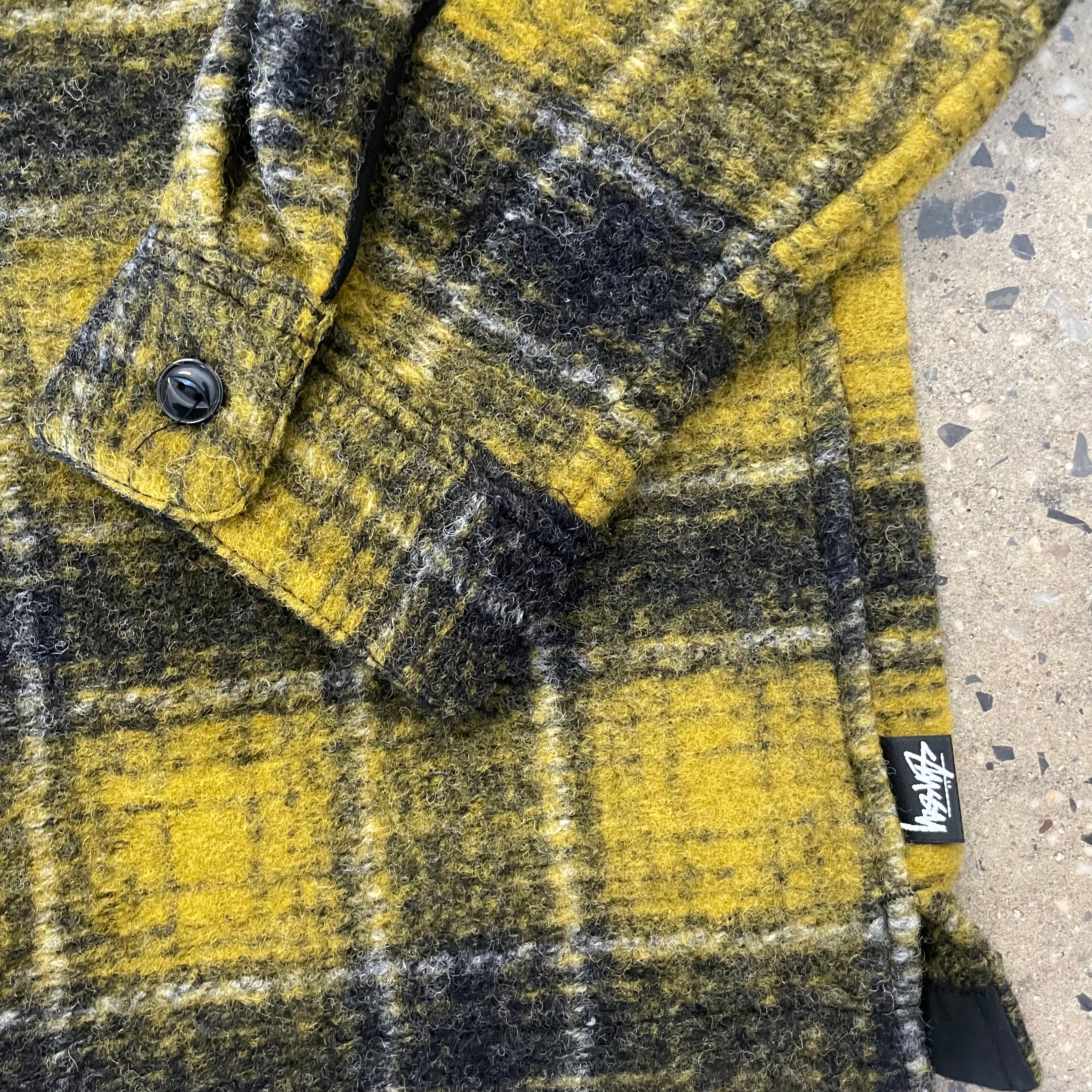 Stussy Wool Plaid Zip Shirt - Yellow - Labor Skateboard Shop