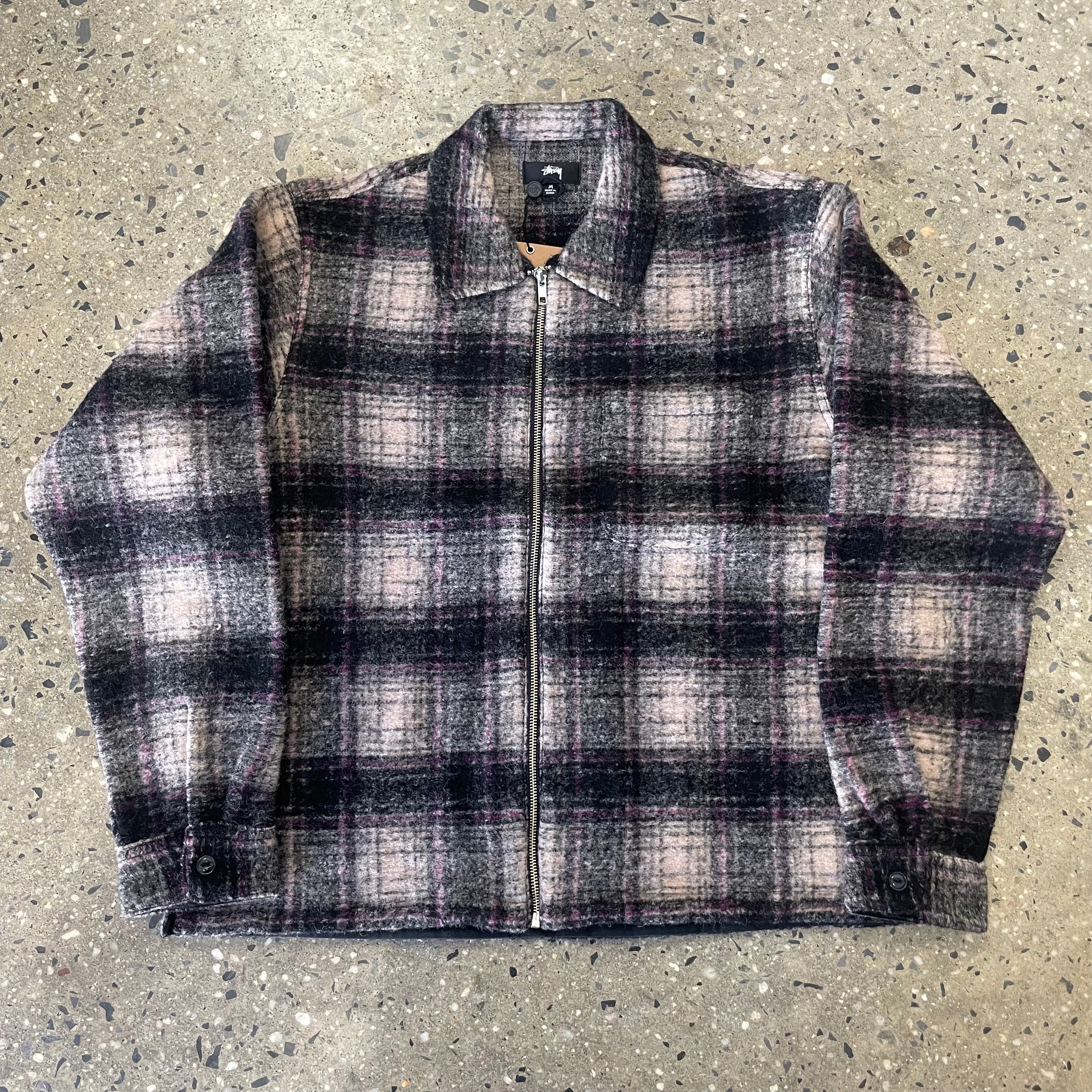 Stussy Wool Plaid Zip Shirt - Lilac - Labor Skateboard Shop