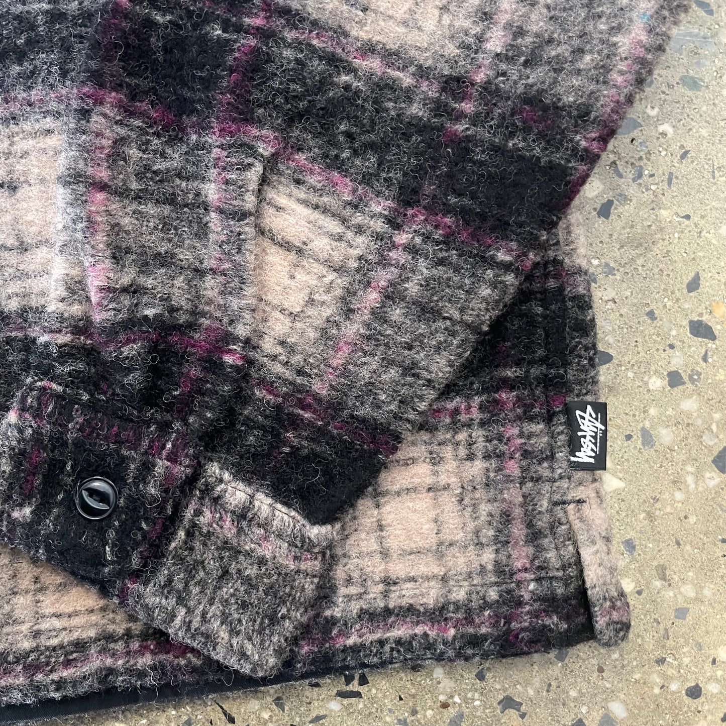 Stussy Wool Plaid Zip Shirt - Lilac