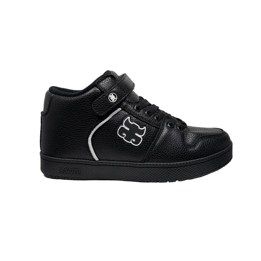 black shoe with white details and IPATH logo in mid panel of shoe