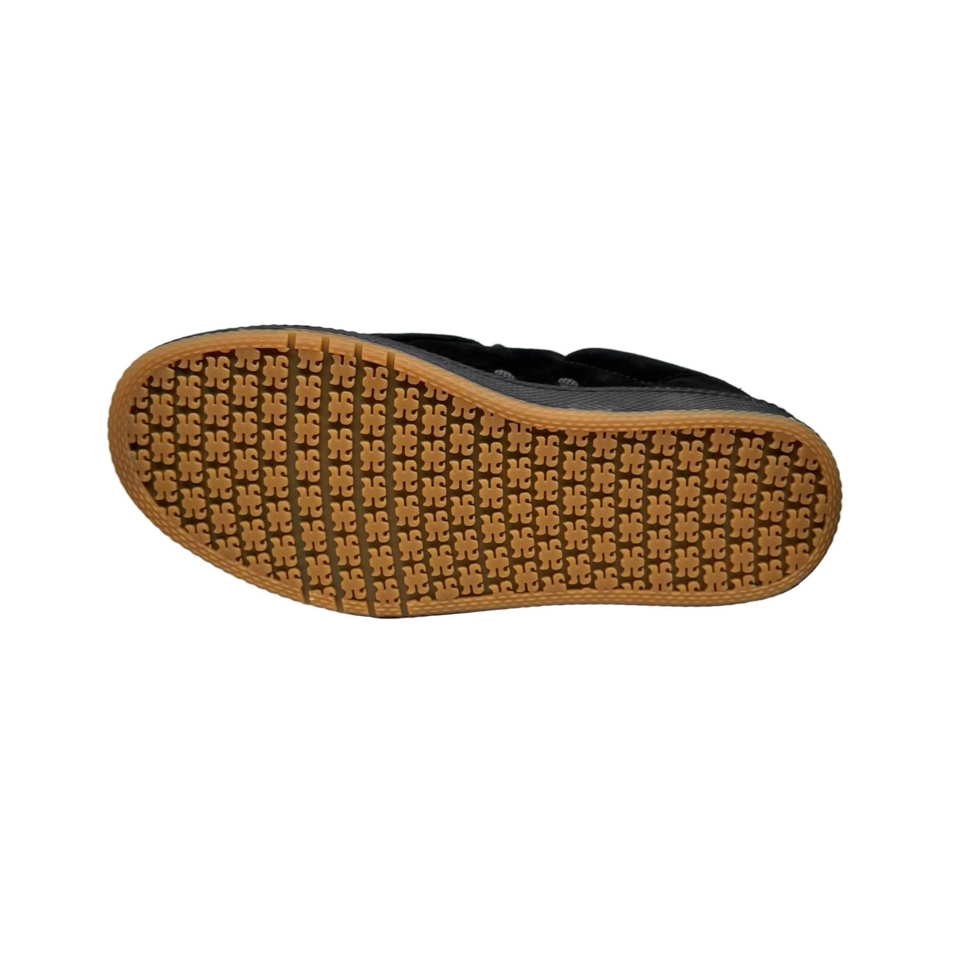 view of gum rubber outsole on skateboard sneaker
