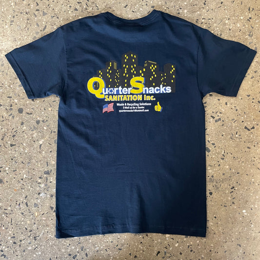 Quartersnacks Sanitation Logo T-Shirt - Navy