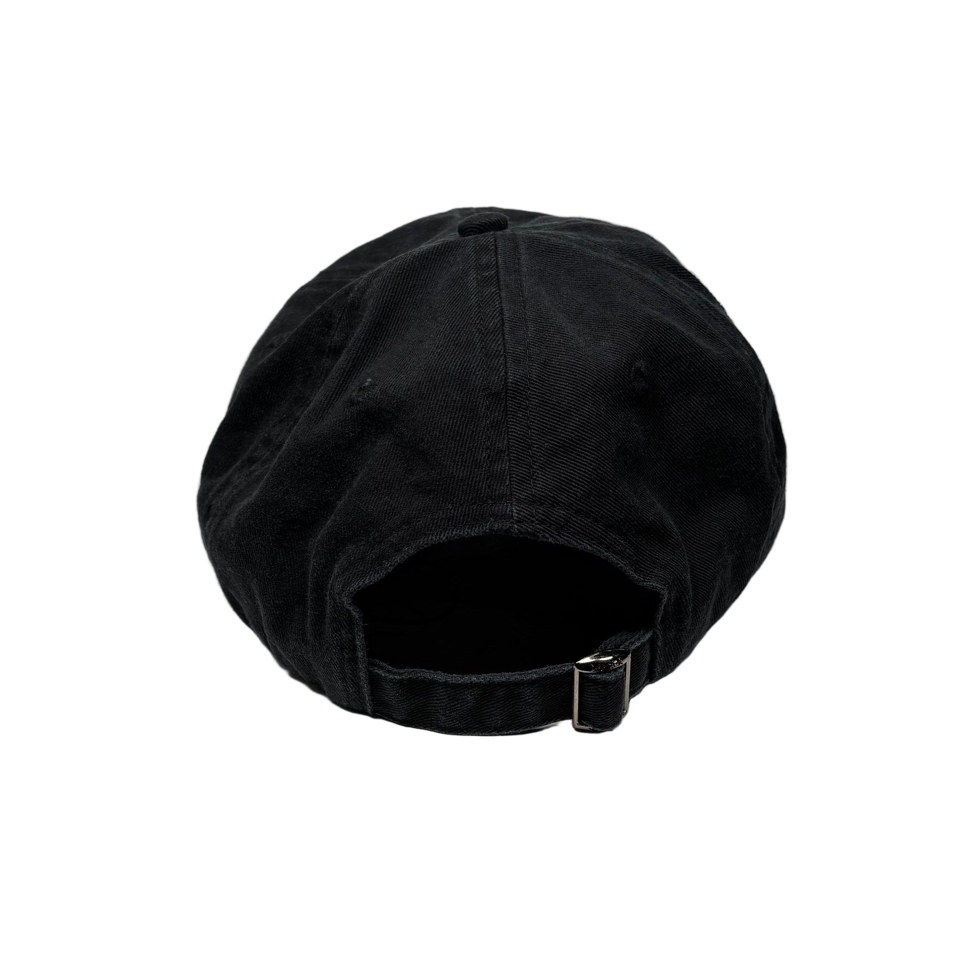 rear of Black cap on a white background