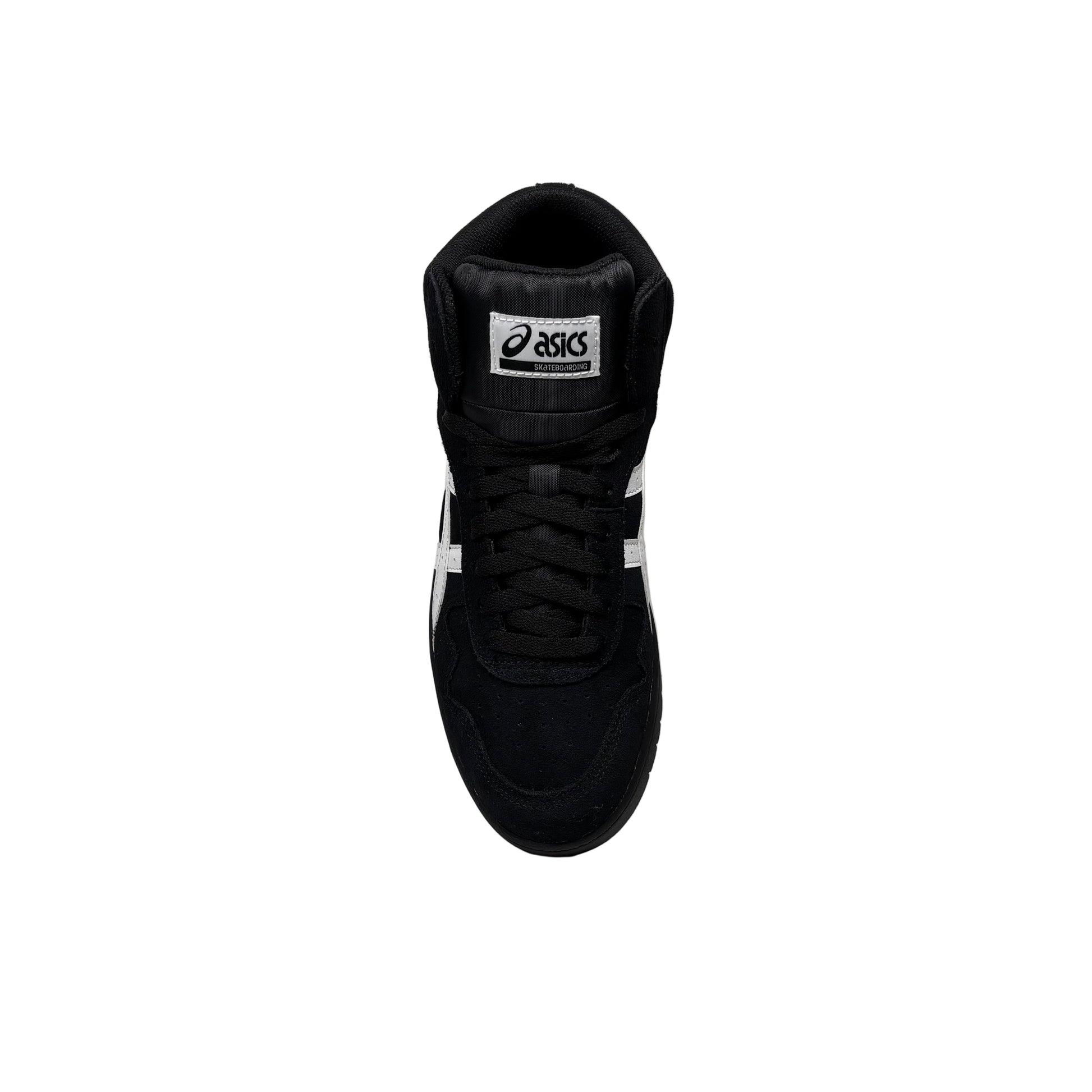 Black Asics sneaker on a white background
