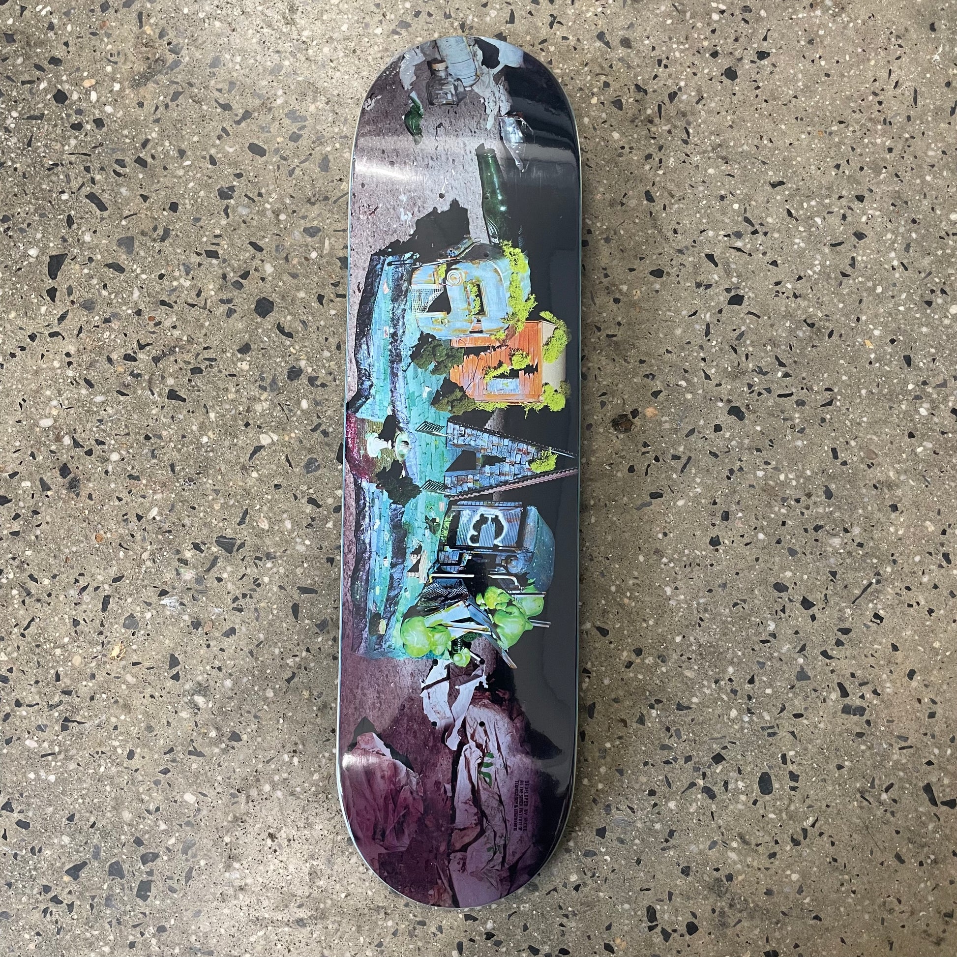 multi color design on skate deck