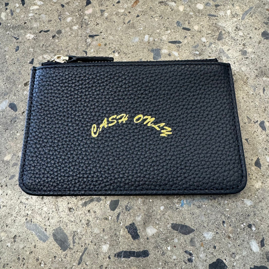 Cash Only Leather Zip Wallet - Black