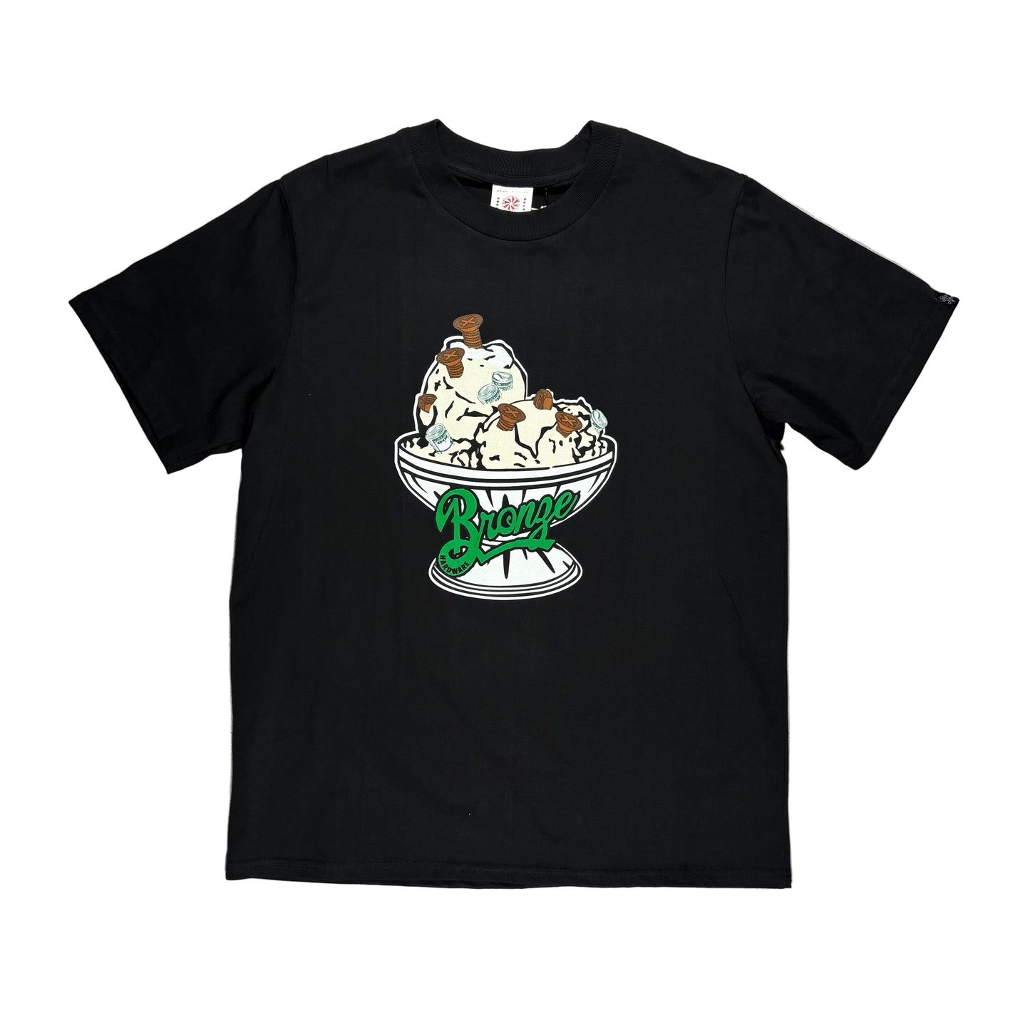bronze x ice cream black t-shirt with ice cream in a cup