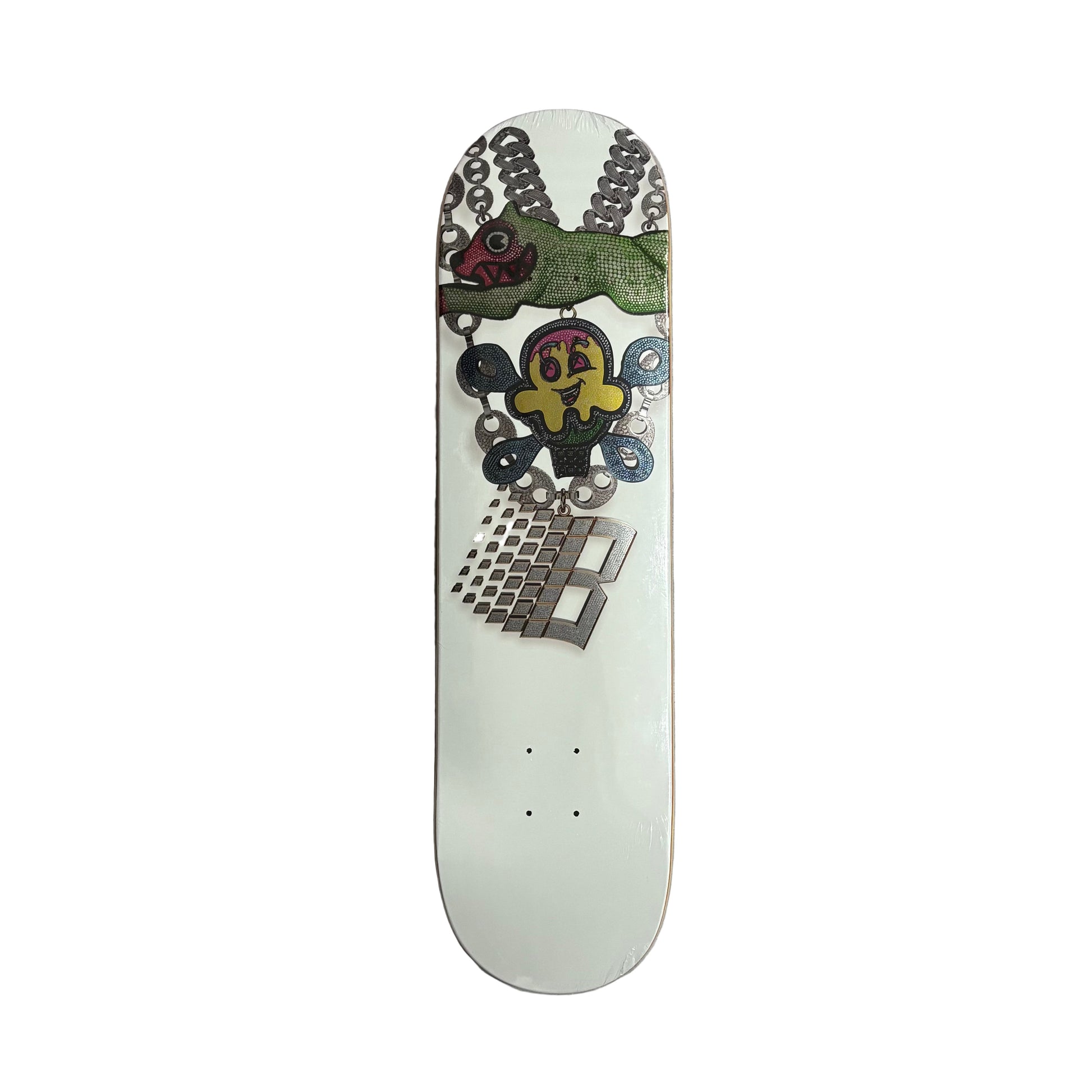 white bronze x ice cream skateboard deck