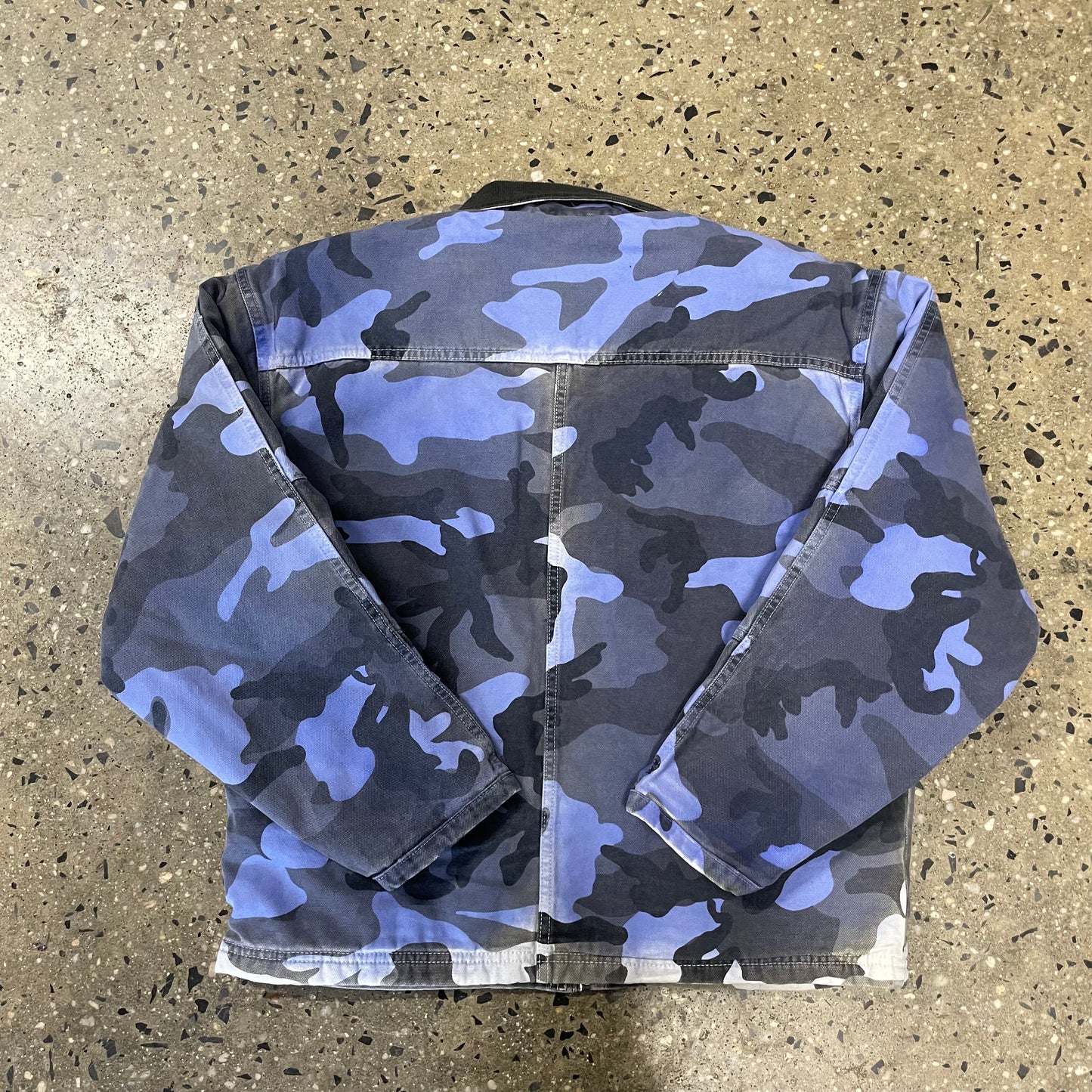 Stussy Spray Dye Canvas Shop Jacket - Blue Camo