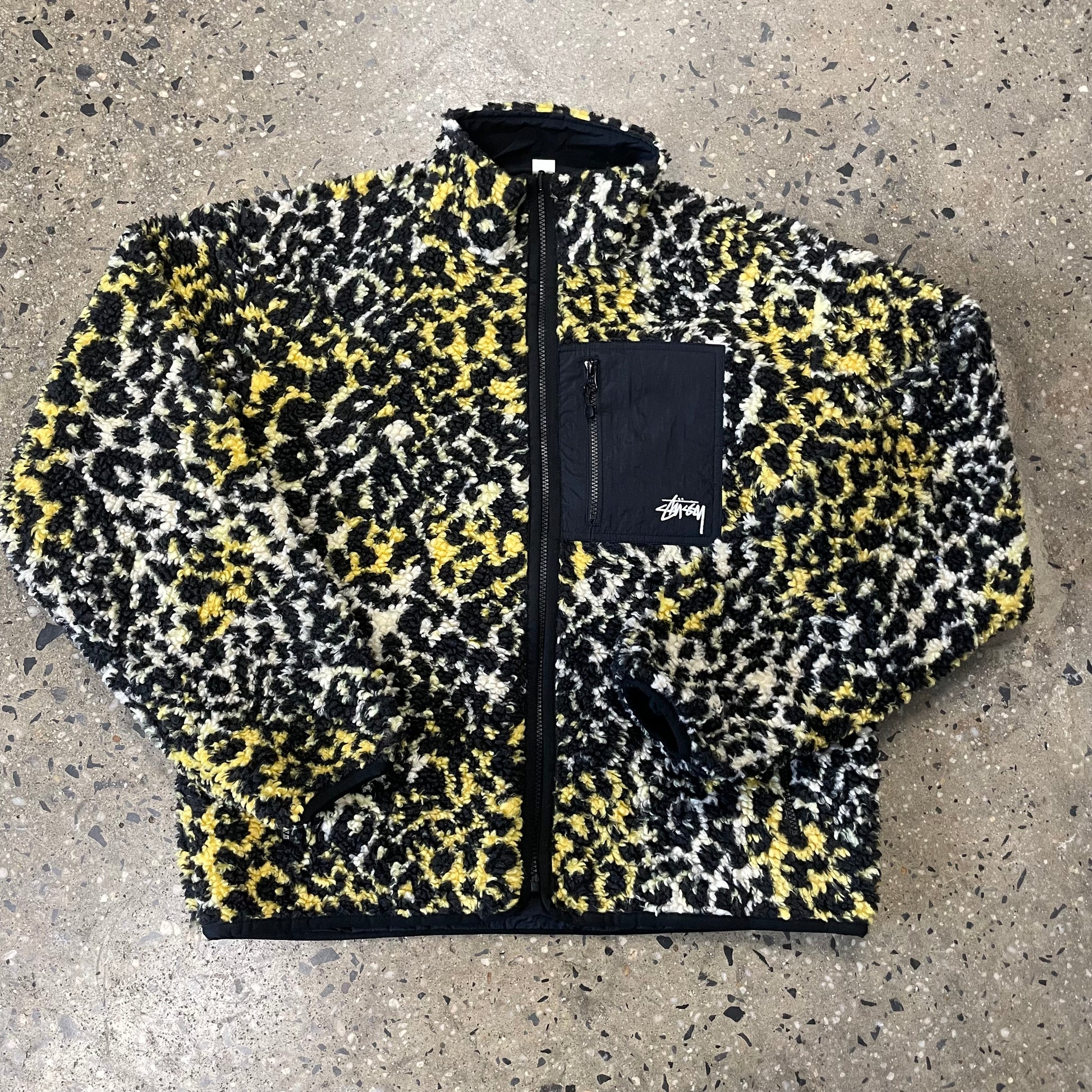 Stüssy Sherpa Reversible Jacket blue leopard