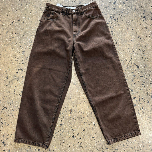 brown black denim jeans, front view