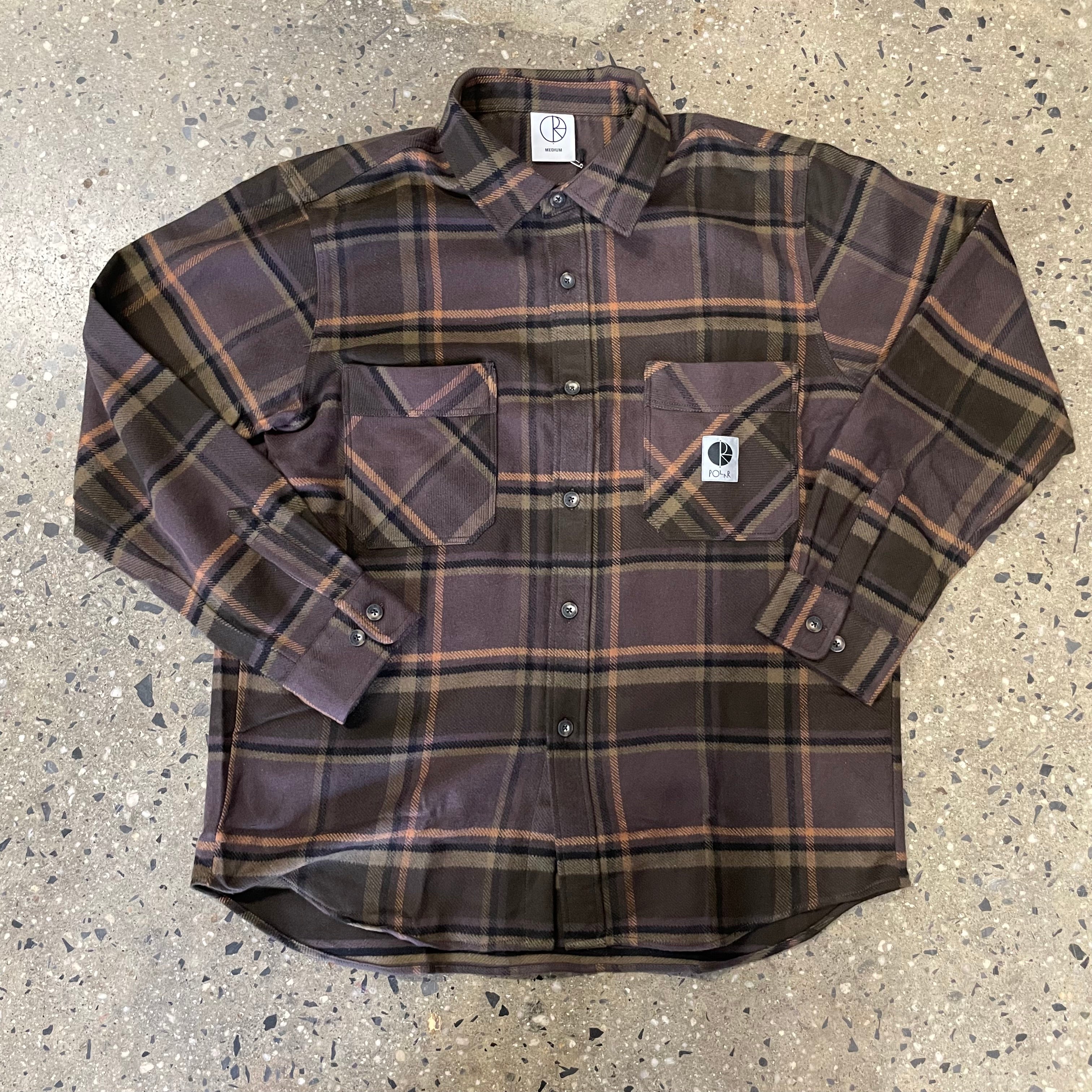 Polar Skate Co. Mike LS Flannel Shirt - Brown/Mauve