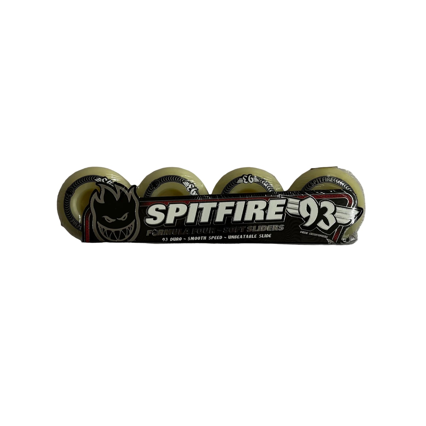 Spitfire skateboard wheel set on a white surface