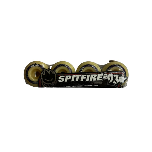 Spitfire skateboard wheels on a gray background