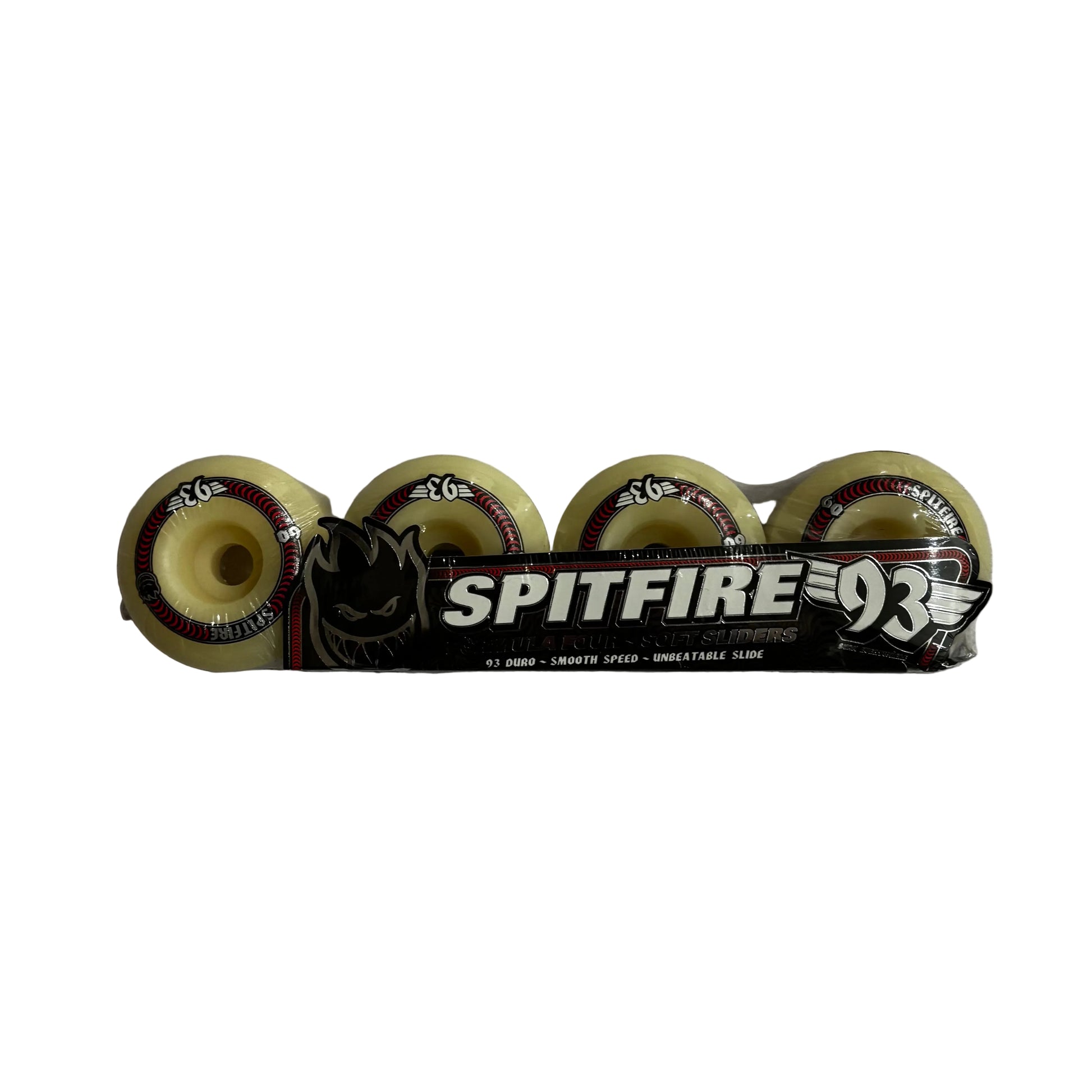 Spitfire skateboard wheels on a white background