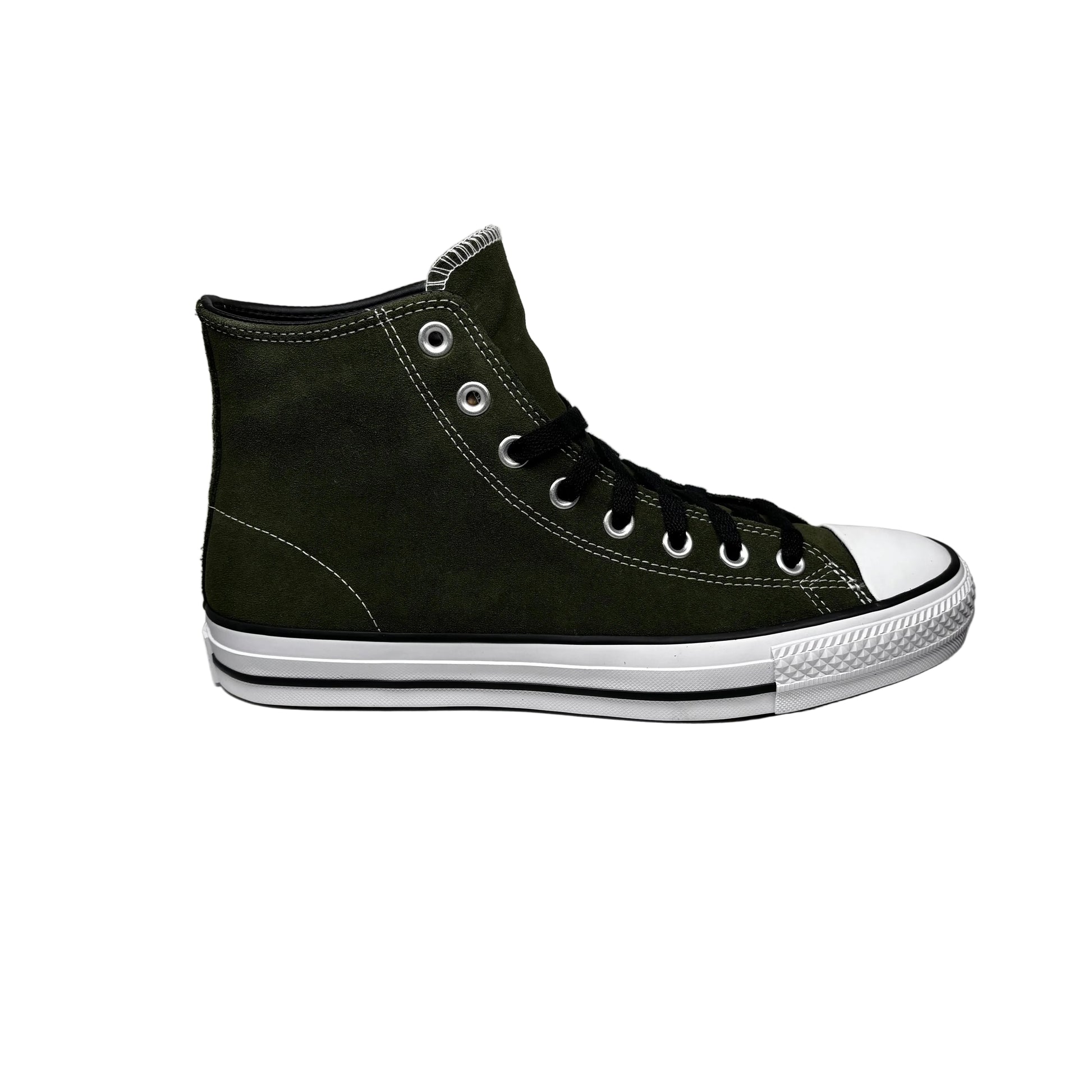 forest green high-top sneaker on a white background