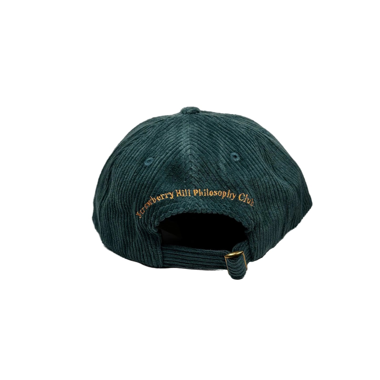 rear view of Green cap with text on a white background