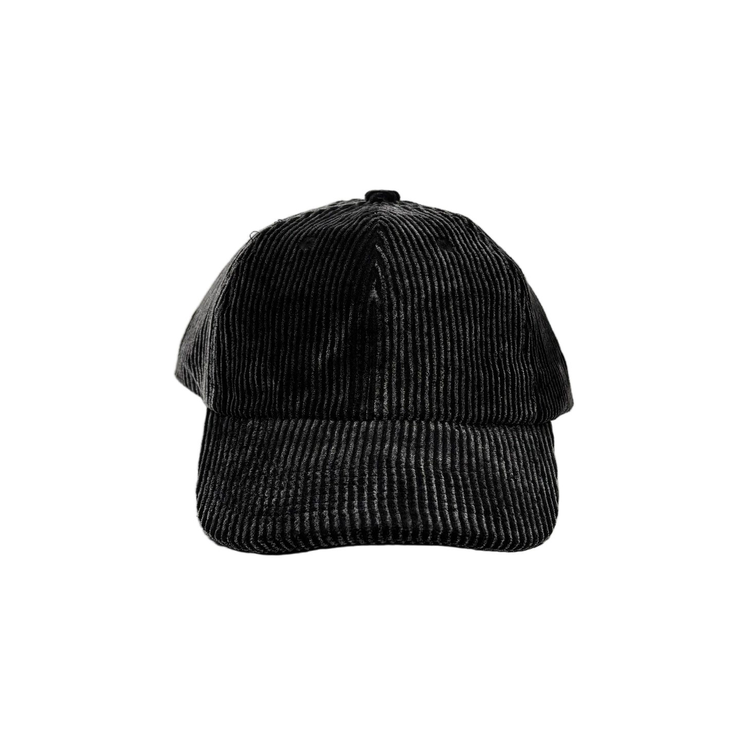 Black corduroy cap on a white background