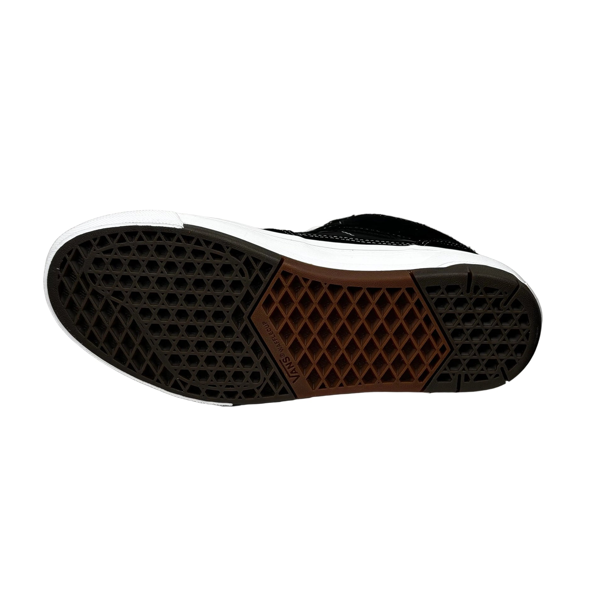 Sneaker sole with brown and black pattern on a white background