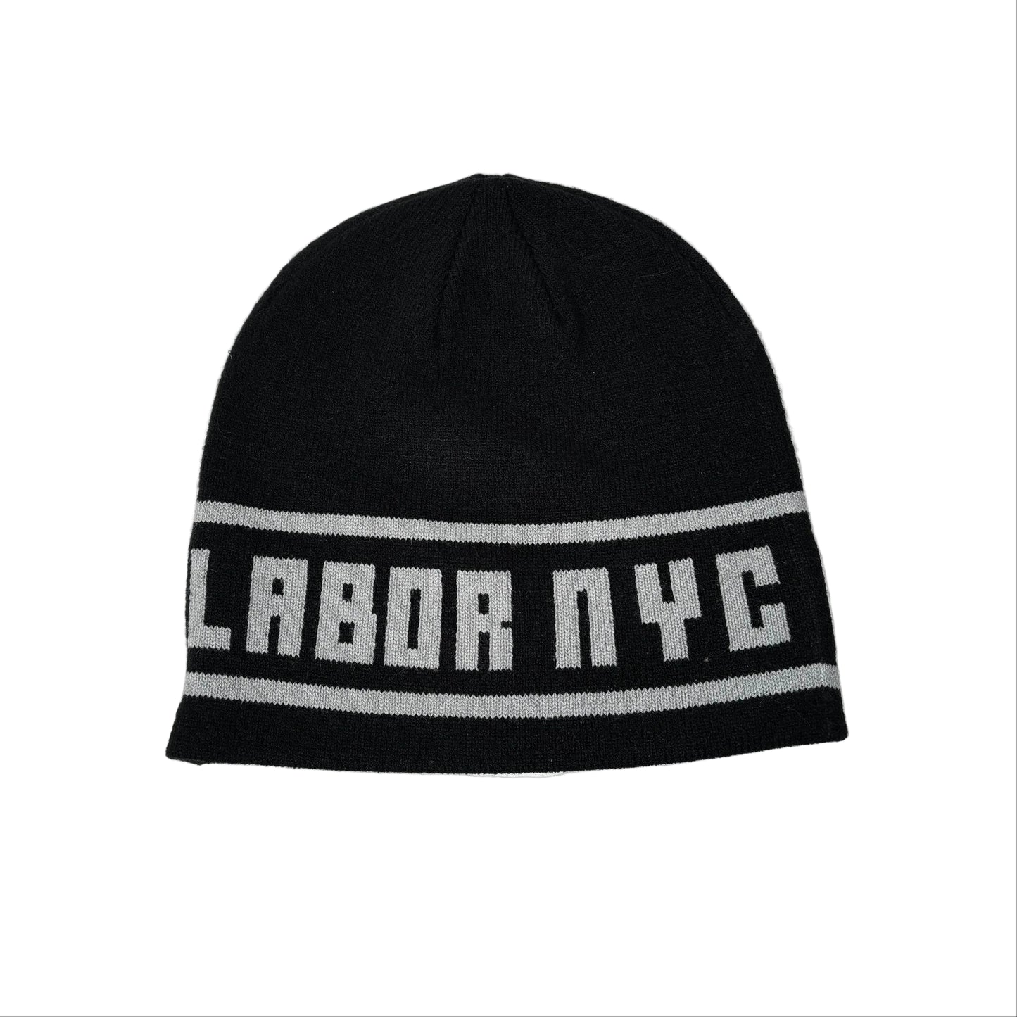 black and grey LABOR NYC logo skull cap