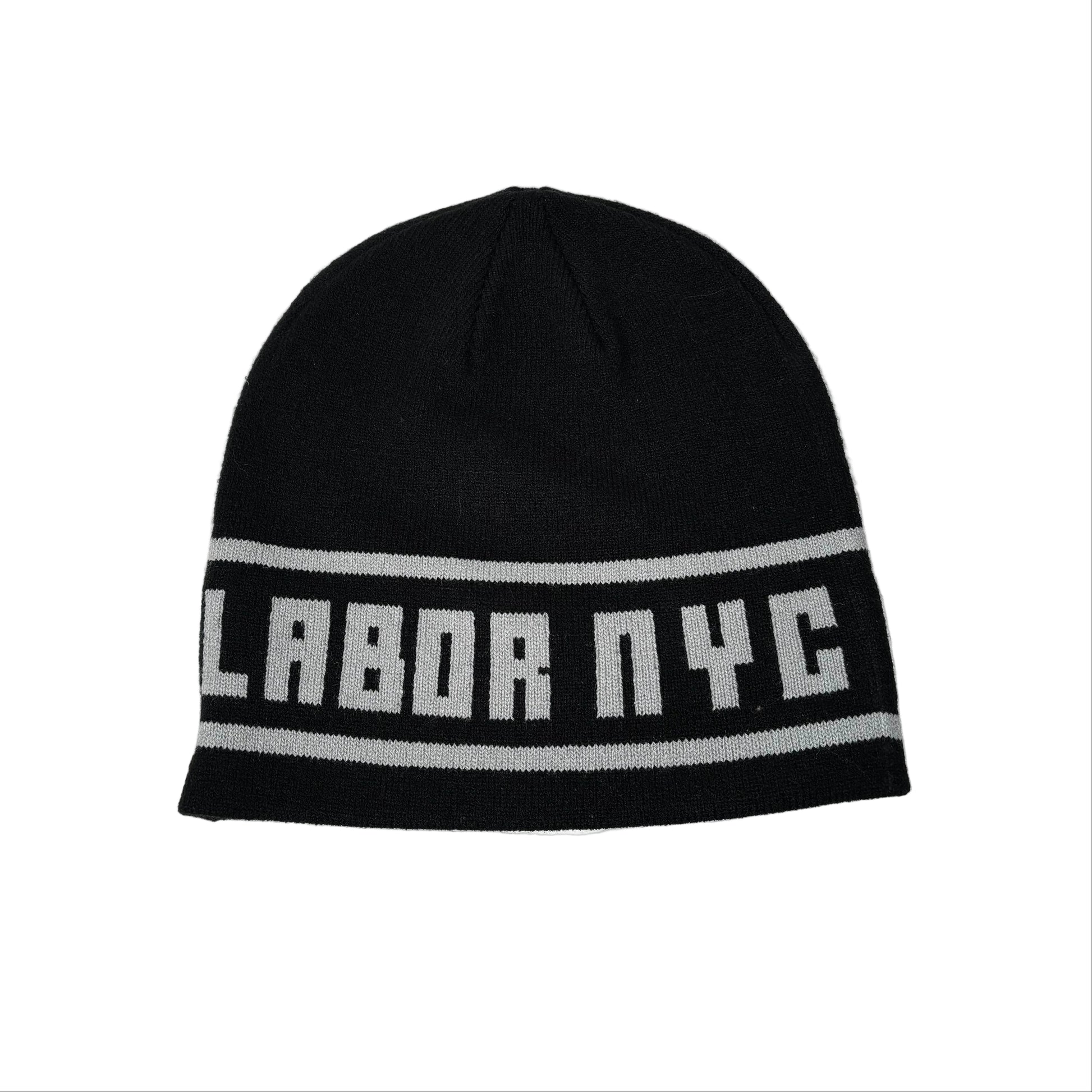 black and grey LABOR NYC logo skull cap