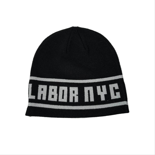 black and grey LABOR NYC logo skull cap