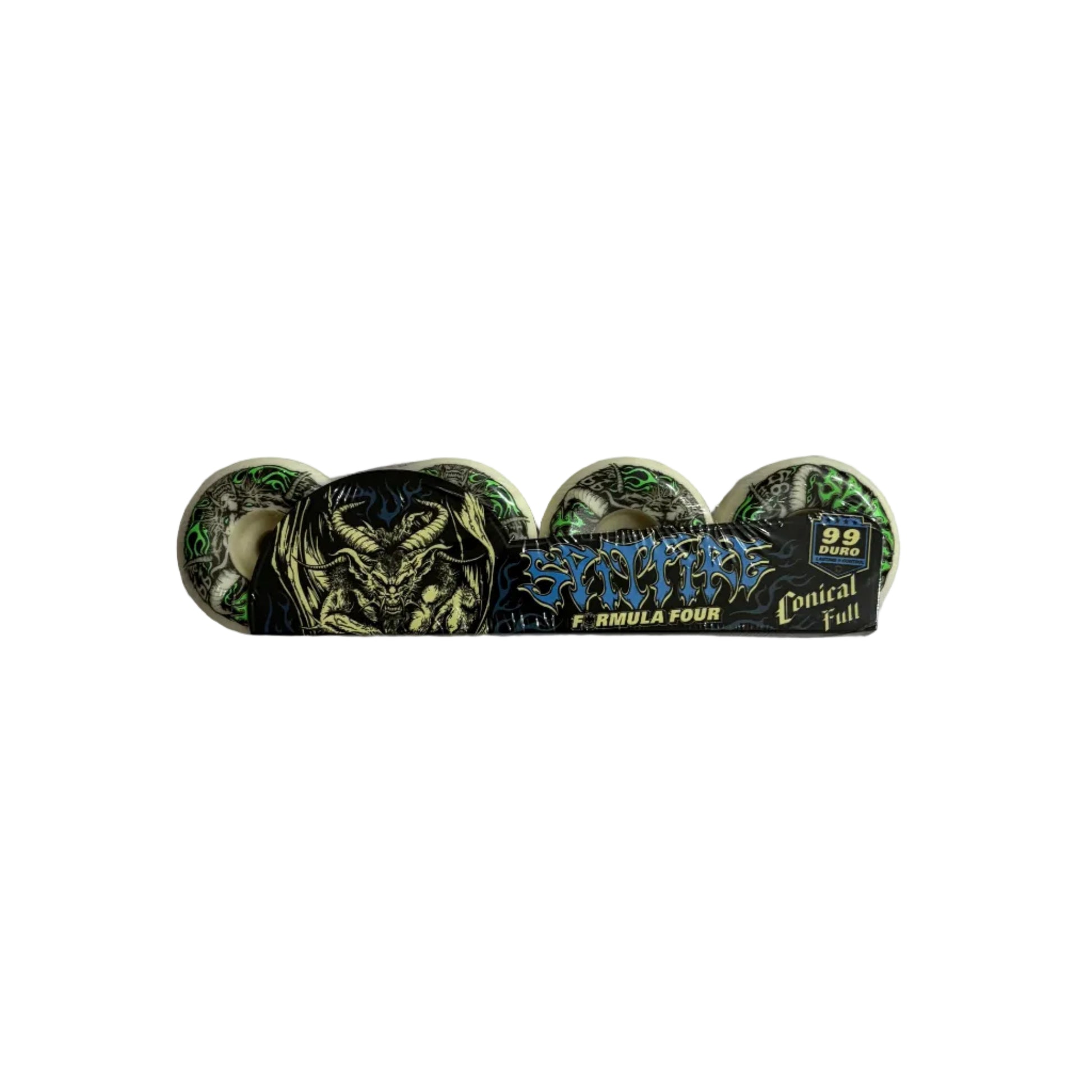 green graphic conical full shaped skateboard wheels from spitfire
