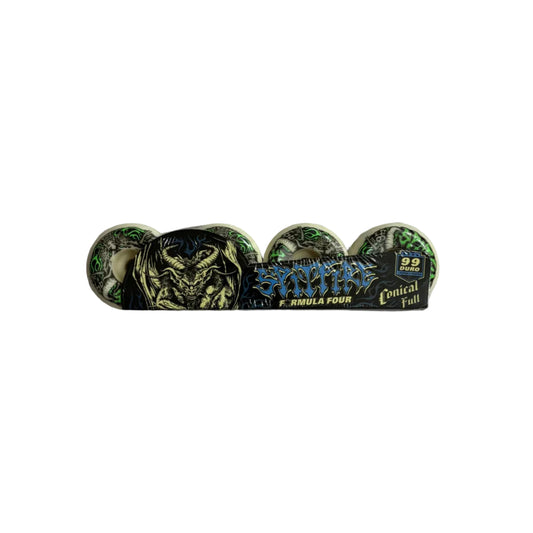 green graphic conical full shaped skateboard wheels from spitfire