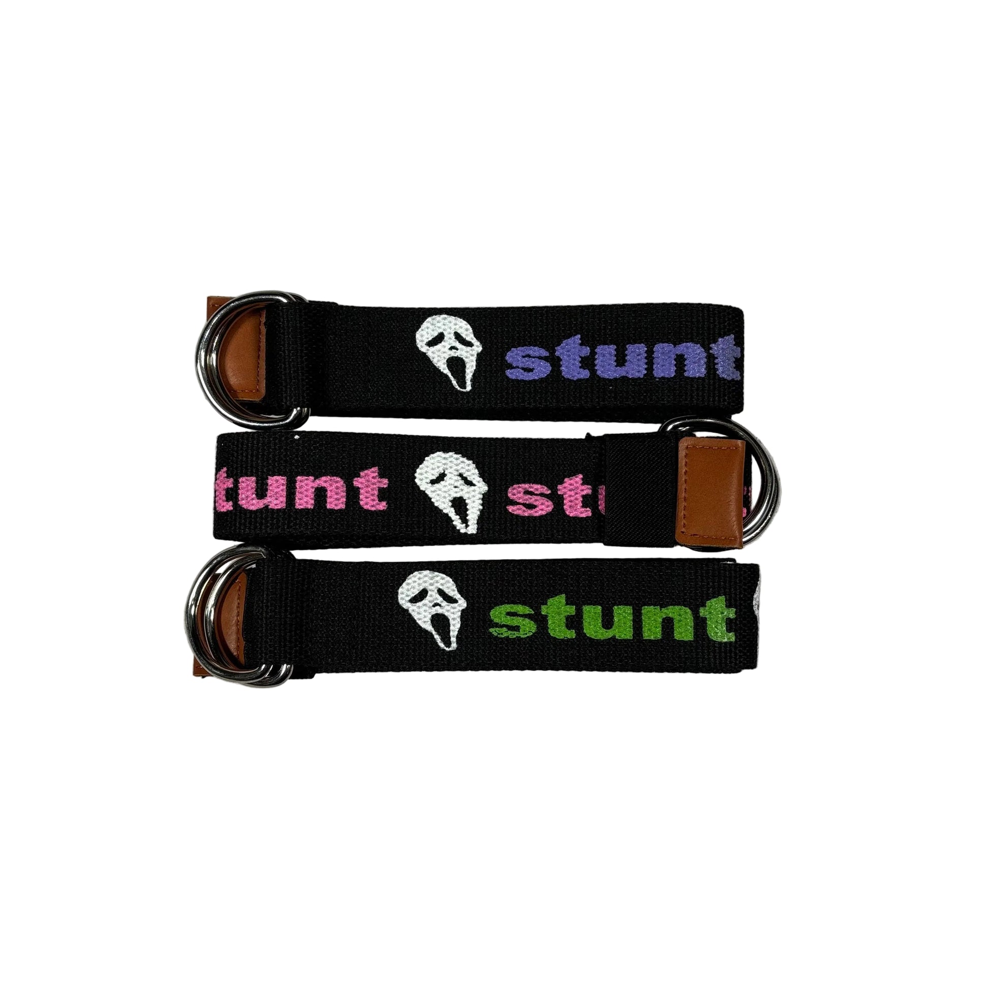 stunt scream logo woven double D ring belts with different color STUNT logos