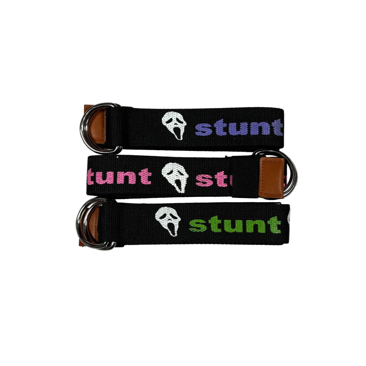 stunt scream logo woven double D ring belts with different color STUNT logos