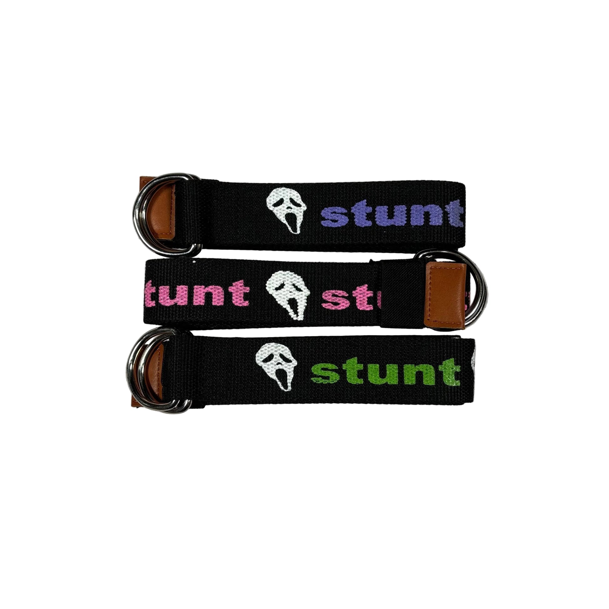 stunt scream logo woven double D ring belts with different color STUNT logos