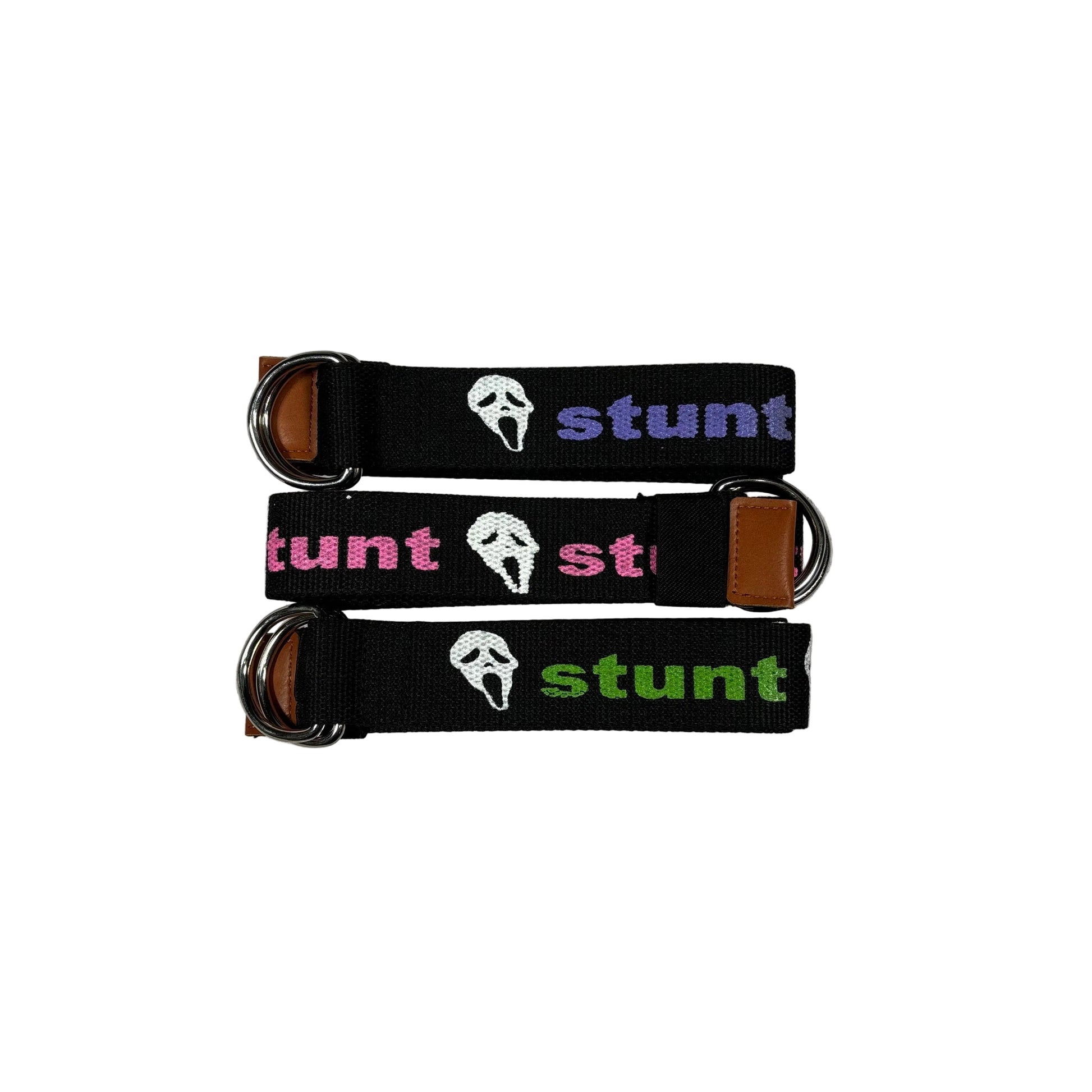 stunt scream logo woven double D ring belts with different color STUNT logos