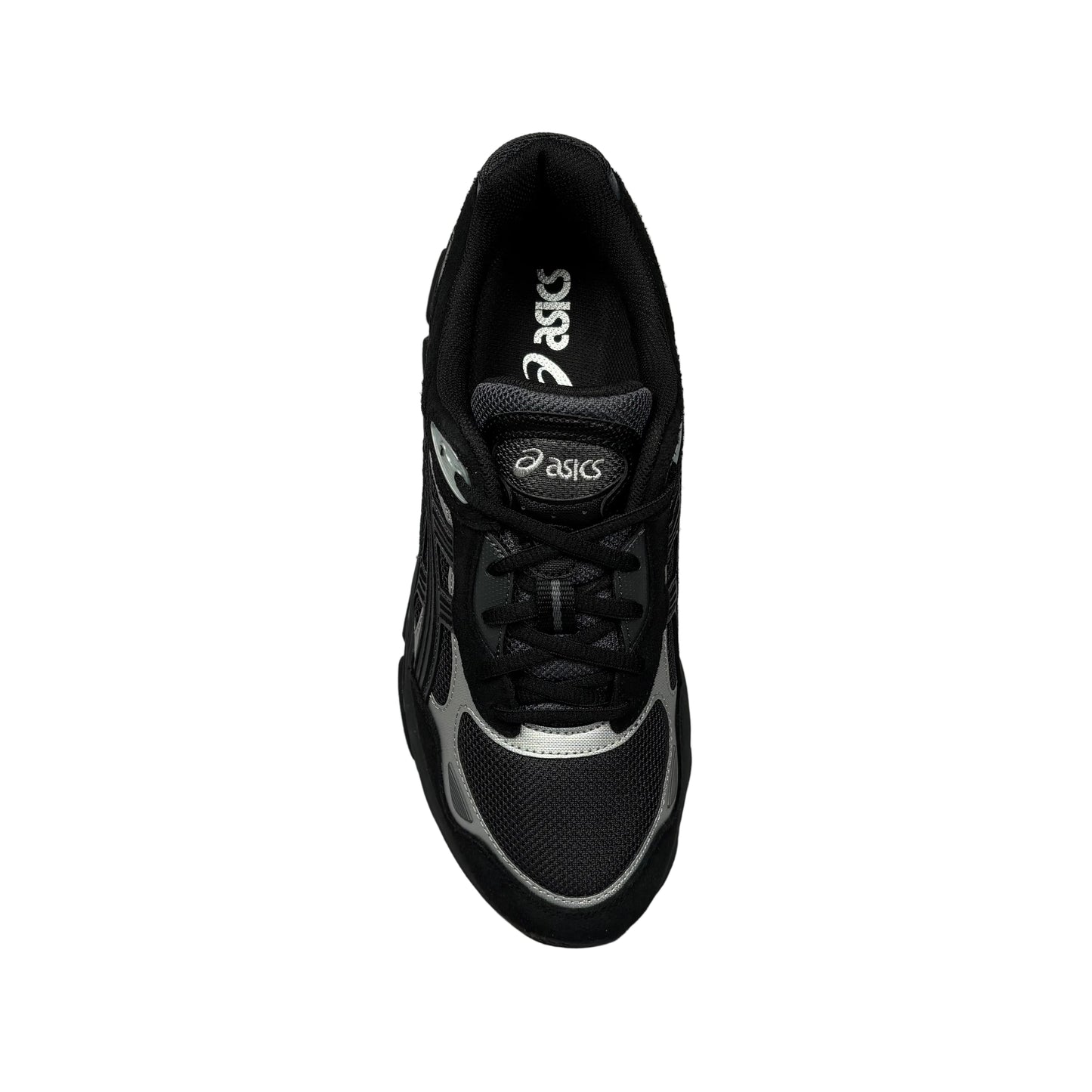 Black Asics sneaker on a white background