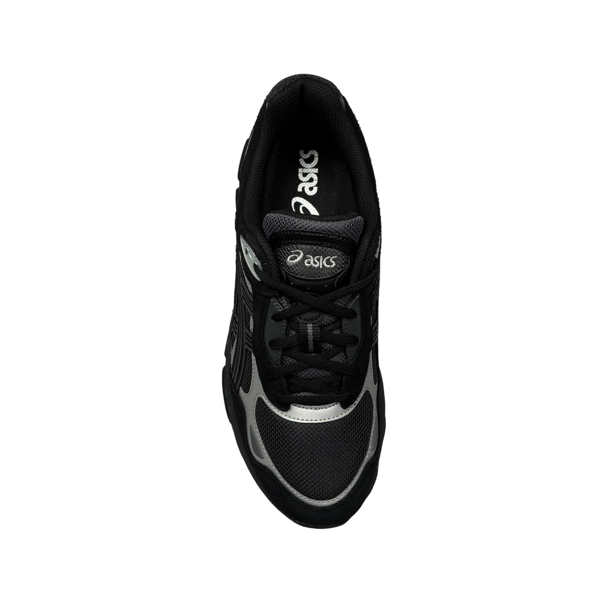 Black Asics sneaker on a white background